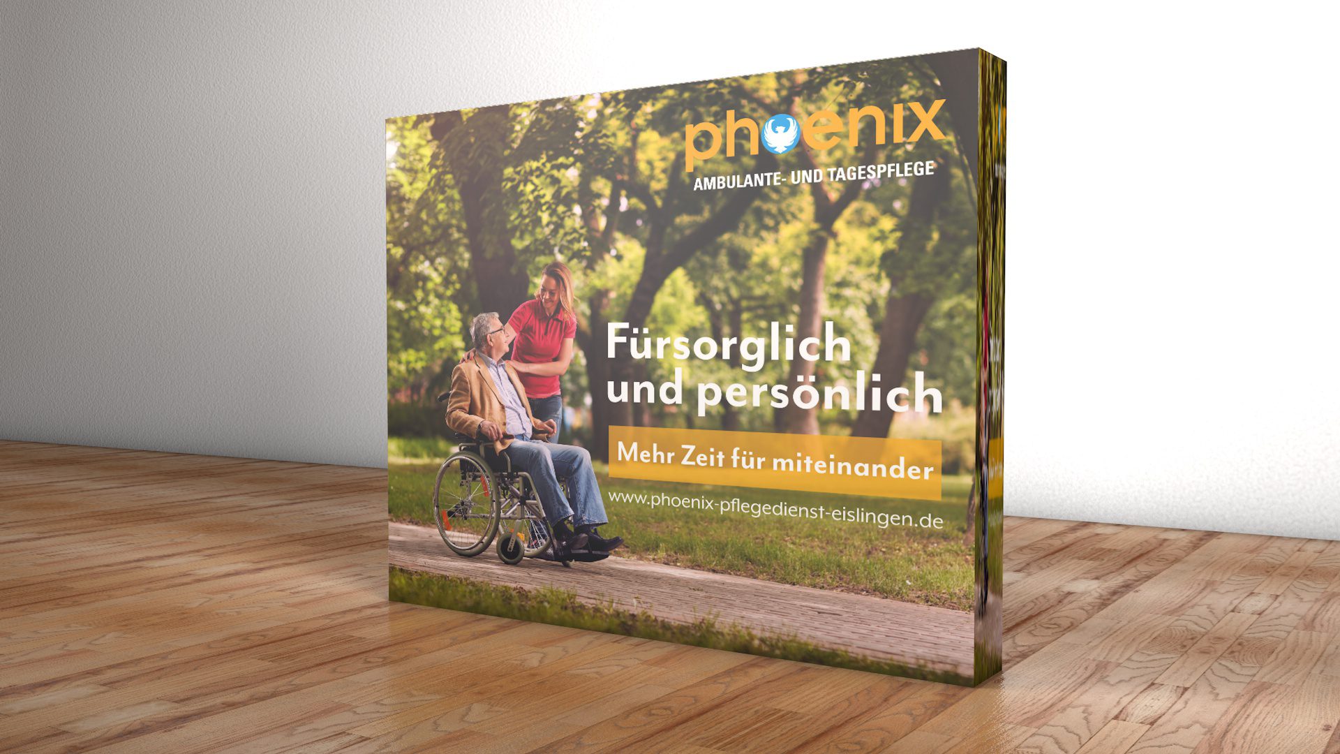 Messewand von Webboxes für den Pflegedienst Phoenix