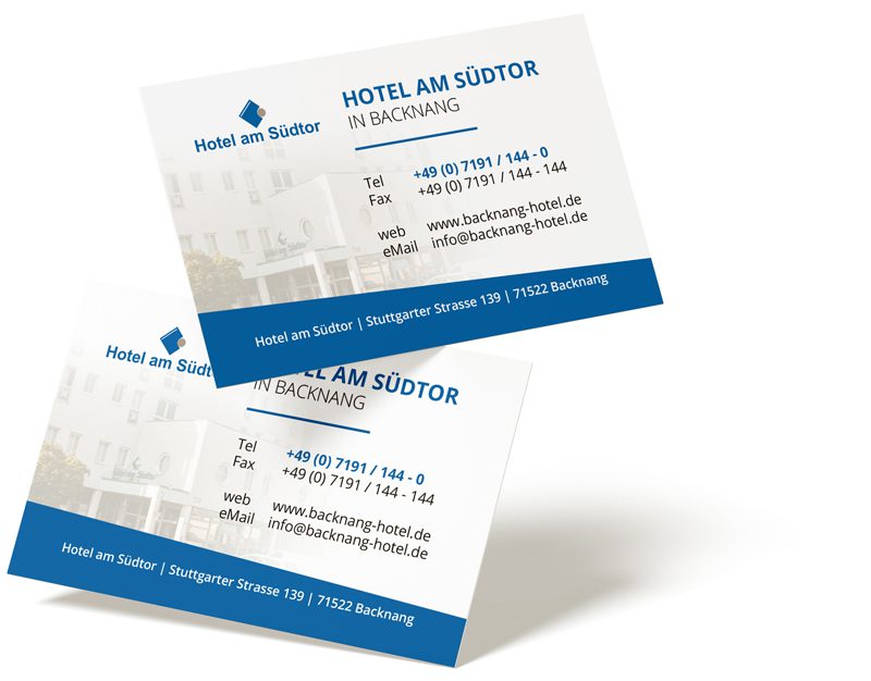 Visitenkarten von Webboxes für das Hotel am Südtor