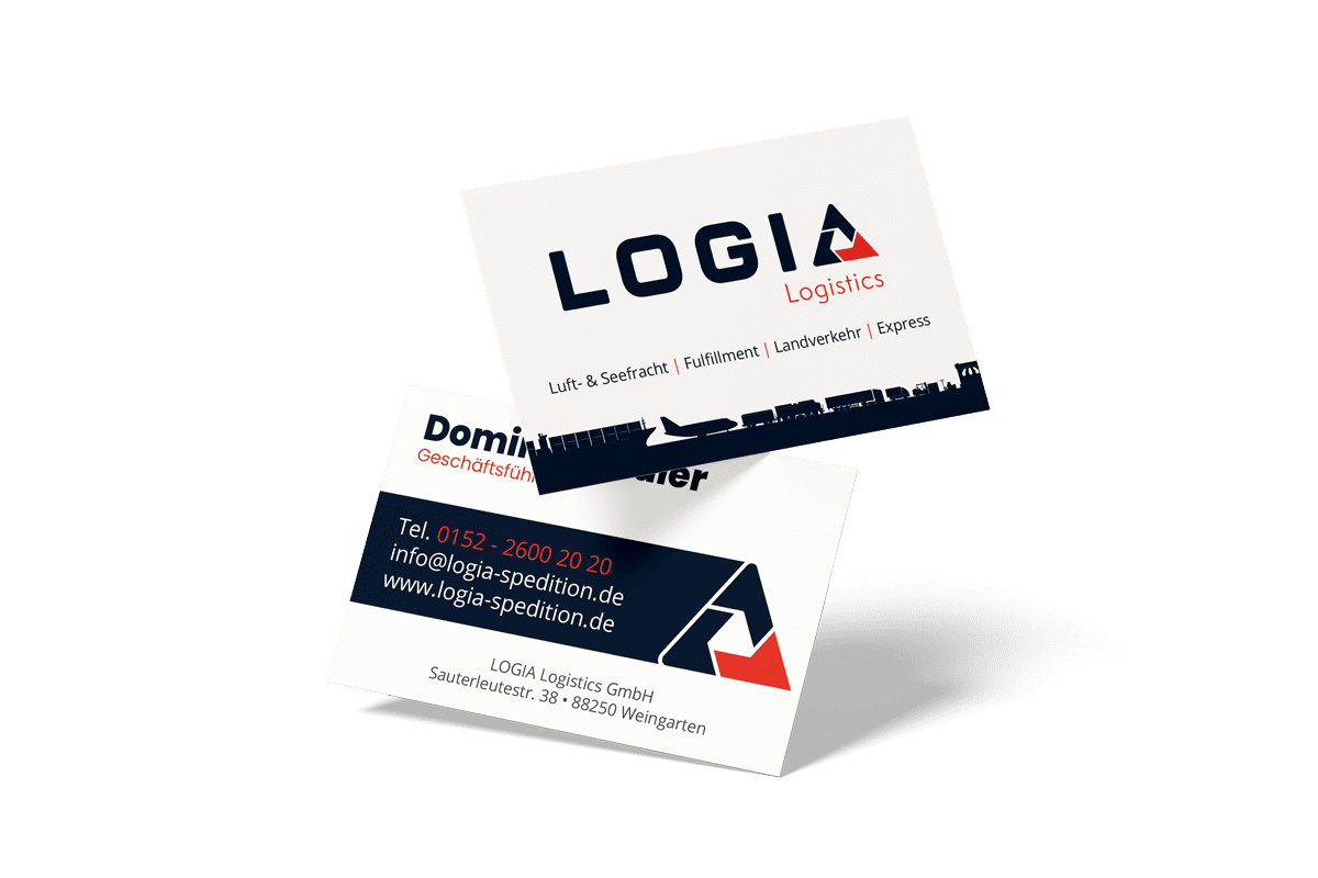 Visitenkarten von Webboxes für Logia Logistics