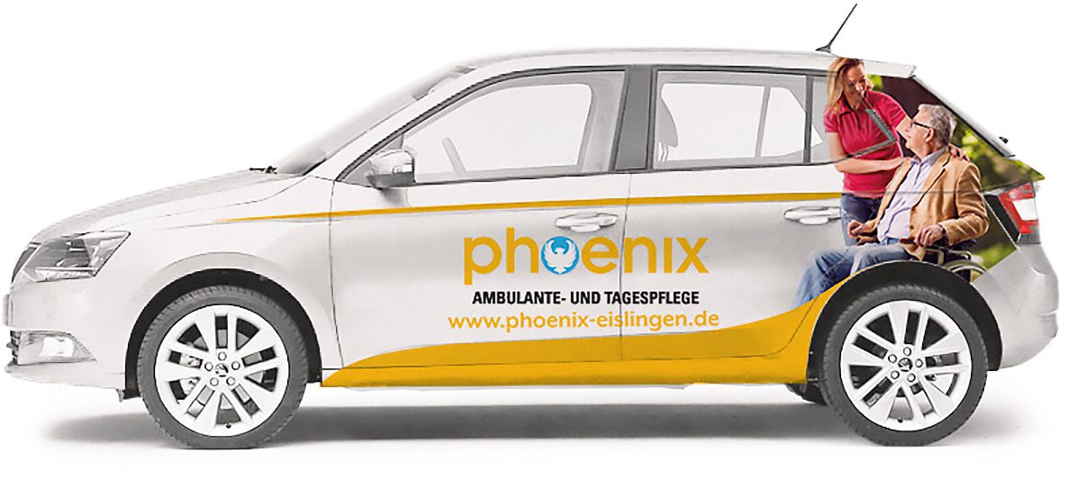Autofoliendesign von Webboxes für den Phoenix Pflegedienst