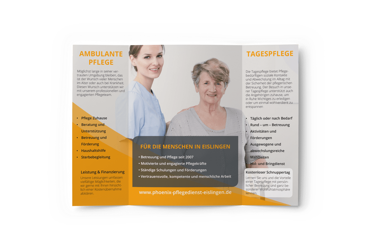 Innenteil eines Fensterflyer von Webboxes für den Pflegedienst Phoenix