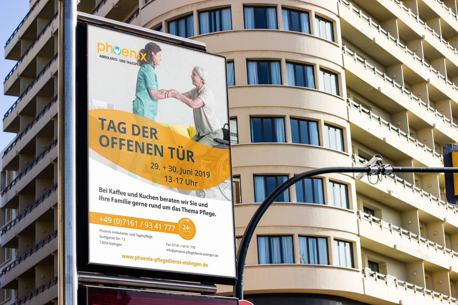 Plakat von Webboxes für den Pflegedienst Phoenix