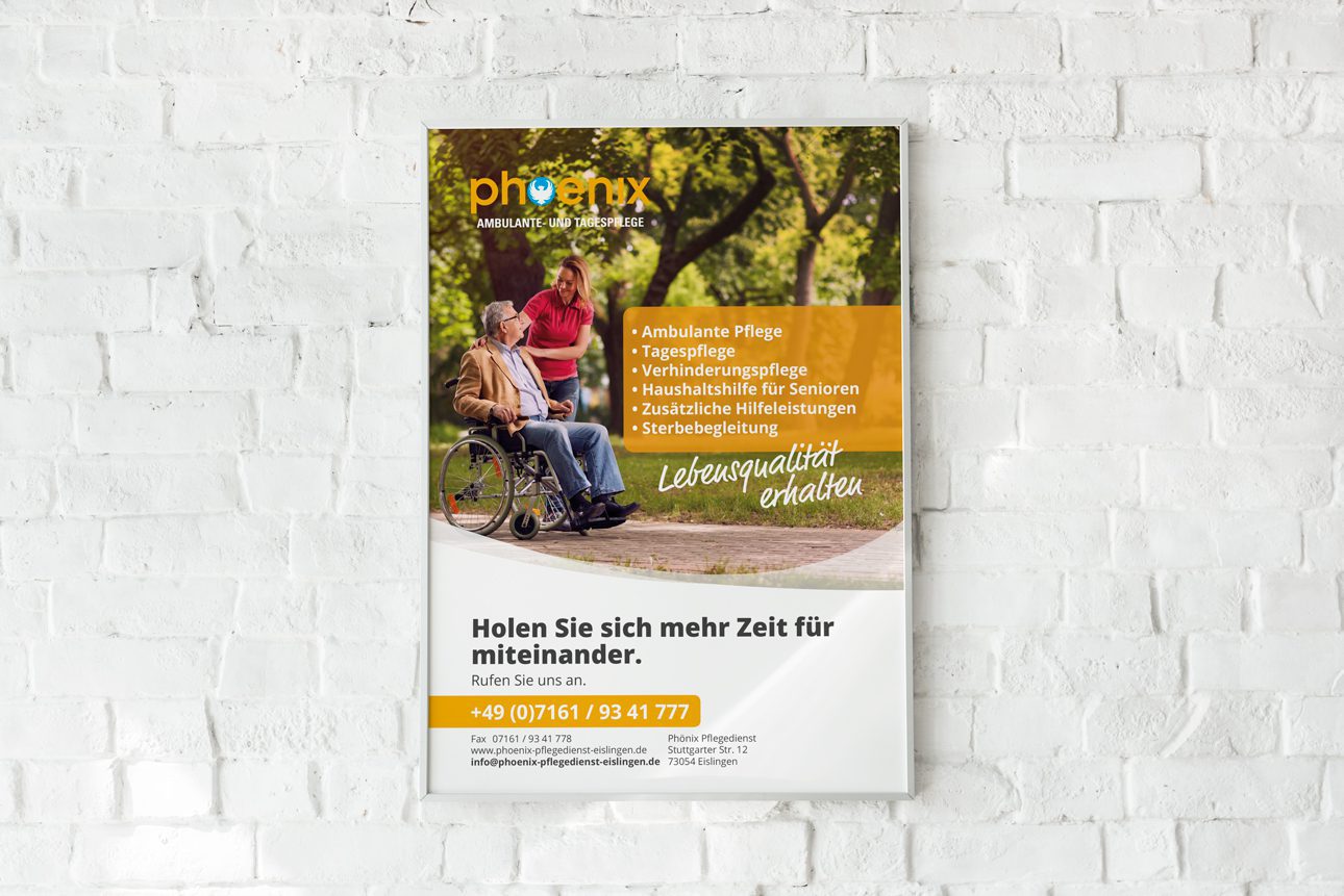 Plakat von Webboxes für den Pflegedienst Phoenix